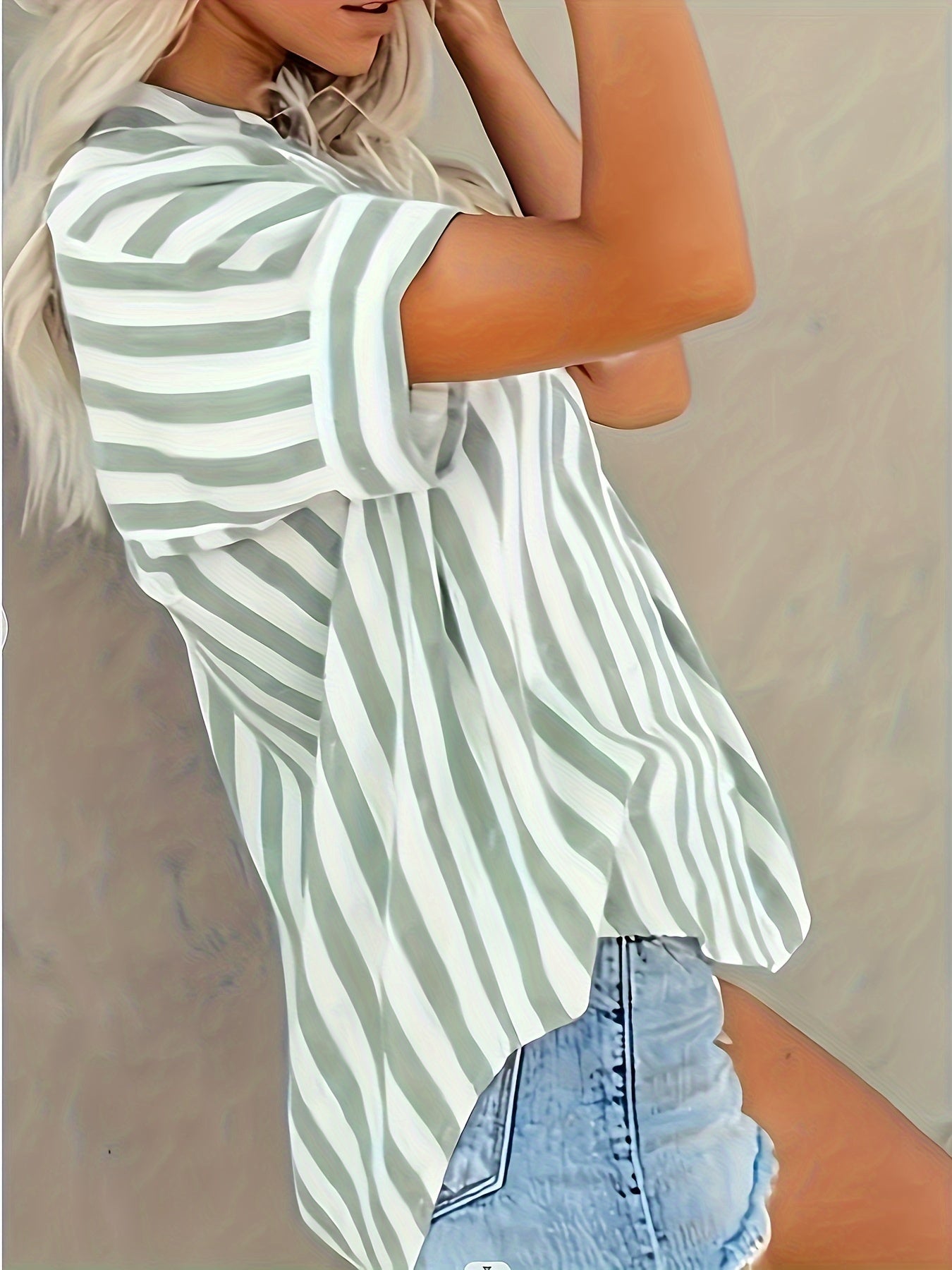 Bojana - Short Sleeve Striped Blouse