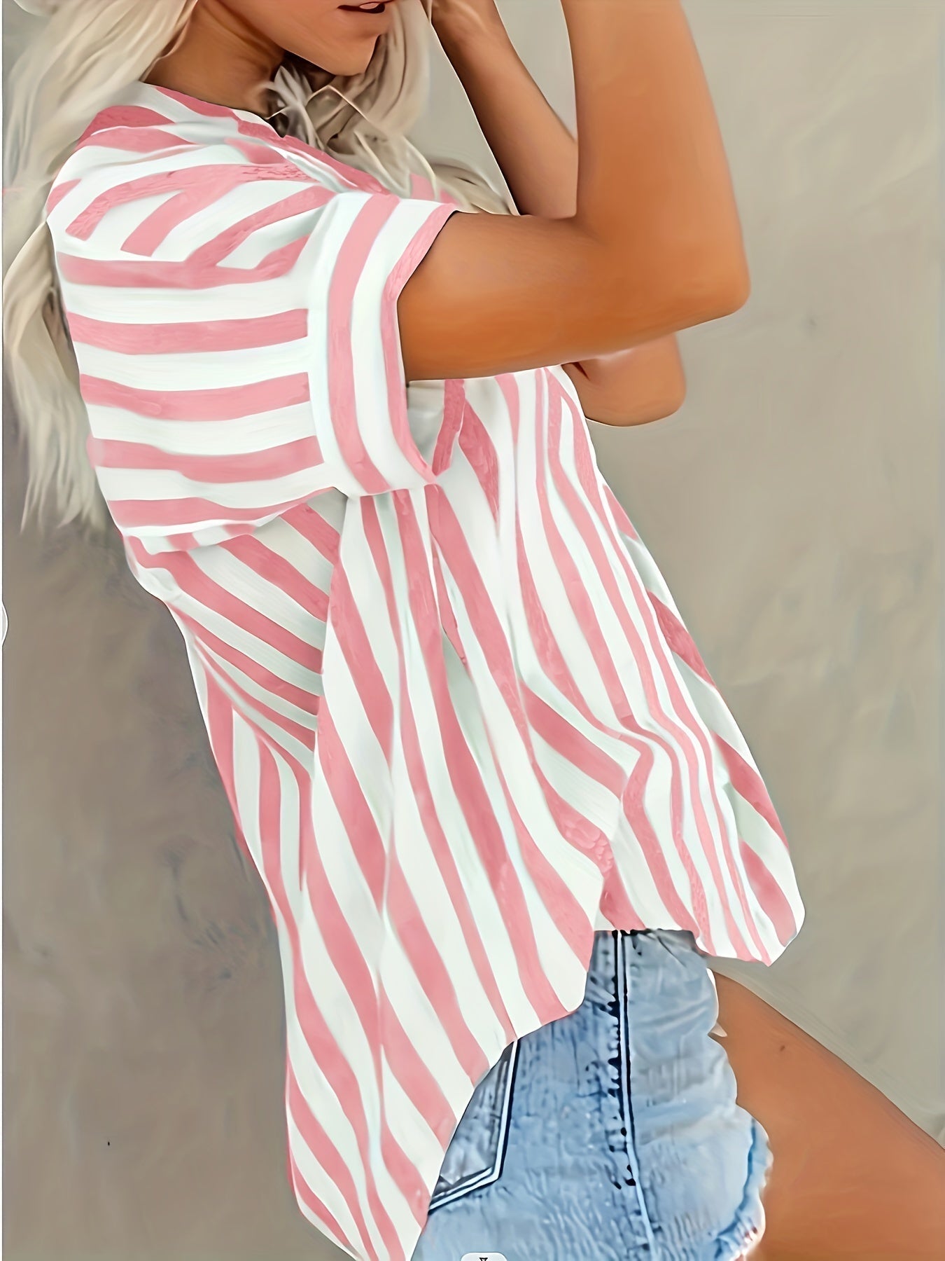 Bojana - Short Sleeve Striped Blouse