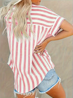 Bojana - Short Sleeve Striped Blouse
