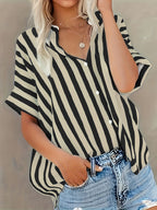 Bojana - Short Sleeve Striped Blouse