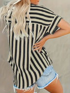 Bojana - Short Sleeve Striped Blouse
