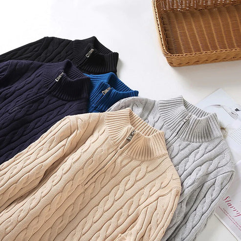 Men's Jumper – Cable Knit with Half Zip