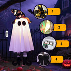 Illuminated Halloween Decor Featuring Ghosts and Lights — Ideal for Outdoor Display