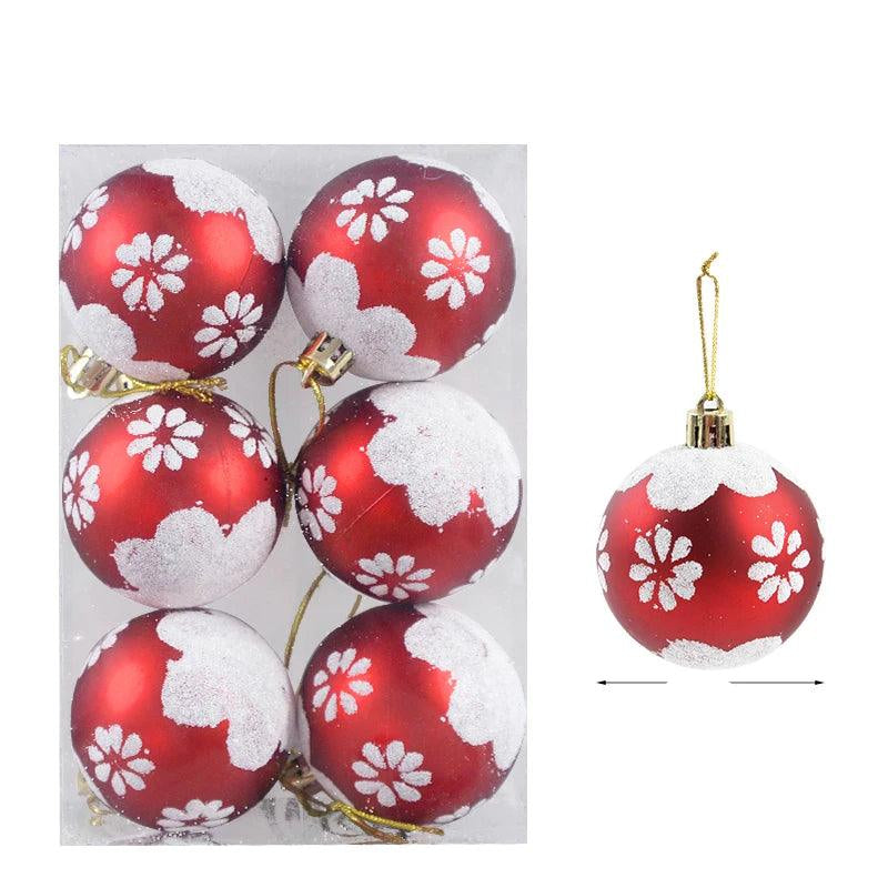 Set of 6 Glass Christmas Tree Ornaments - Decorative Ball Collection