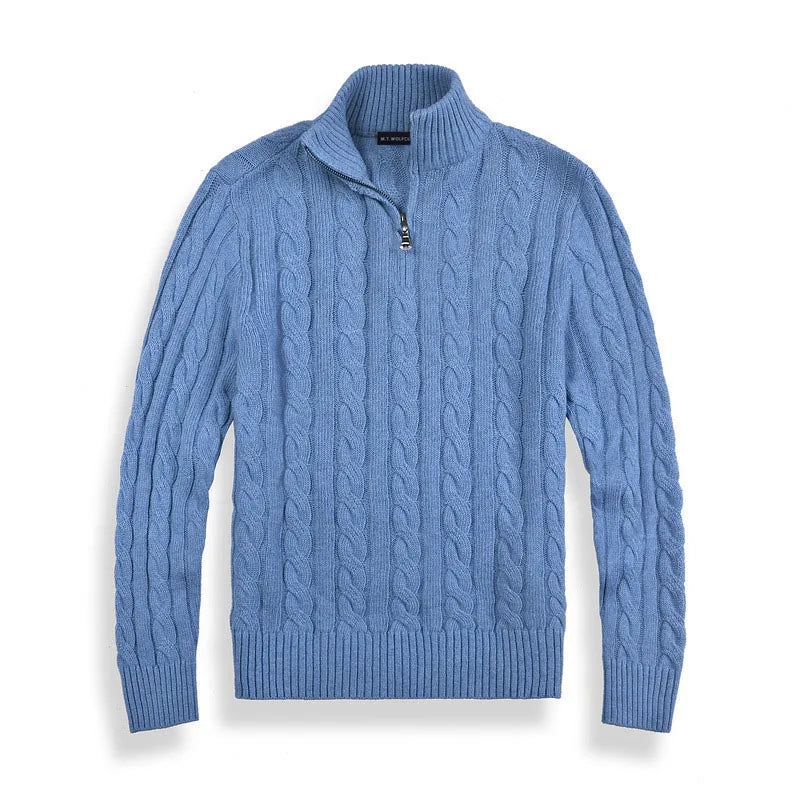 Men's Jumper – Cable Knit with Half Zip