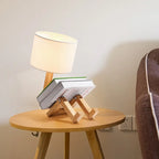 RutanFlex Wooden Table Lamp with Integrated Book Holders