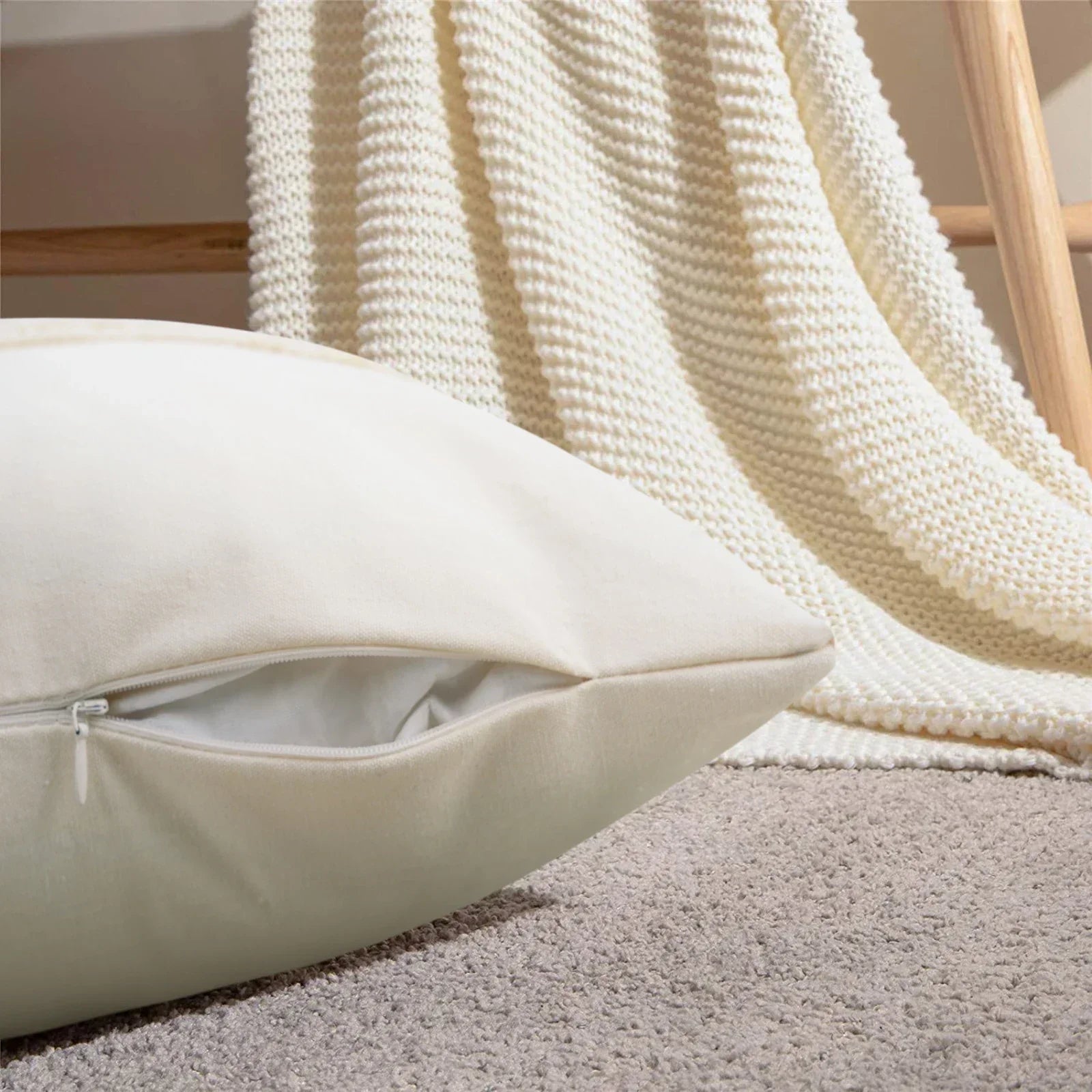 Patterned Beige Boho Throw Pillow