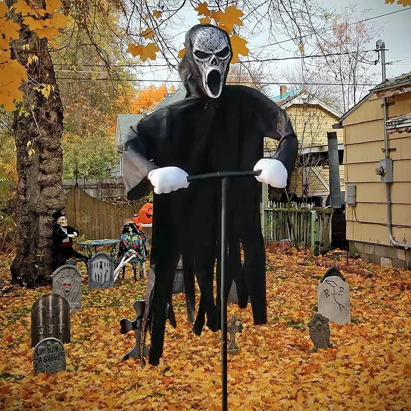 Garden Hanging Ghost Scarecrow - Halloween Decor and Bird Repellent