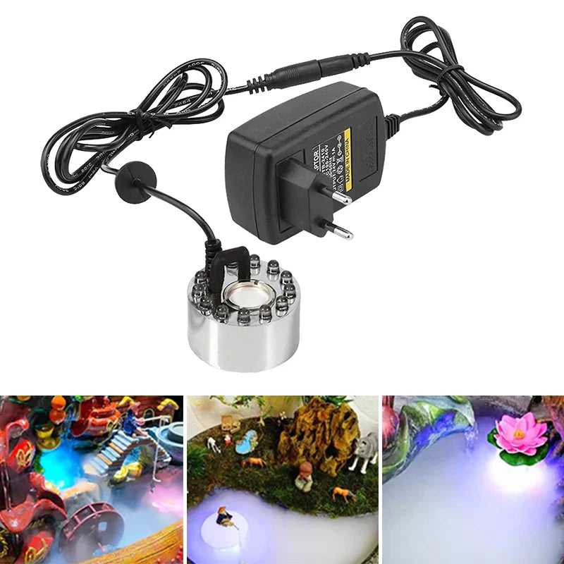 Fountain Mister with Mist Effect and 12 LED Lights for Festive Decor