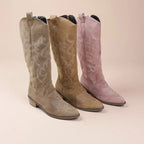 Women's Western-Style Cowboy Boots with Decorative Design