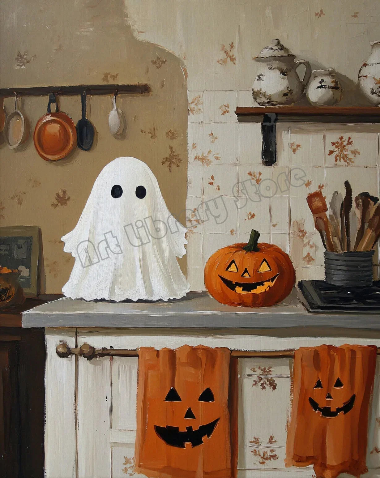 Halloween Poster Collection Featuring Pumpkins, Ghosts, and Cats — Autumn Wall Decor for Your Home