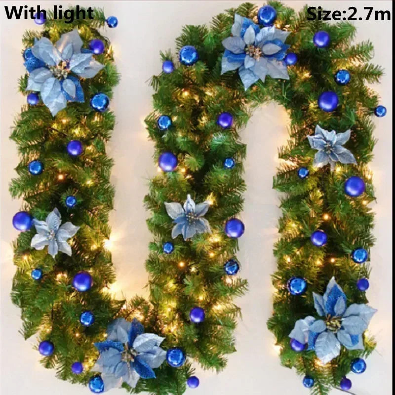 Illuminated Christmas Lantern Garland with Decorative Design