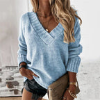 Cozy Women's V-Neck Knitted Sweater for Winter