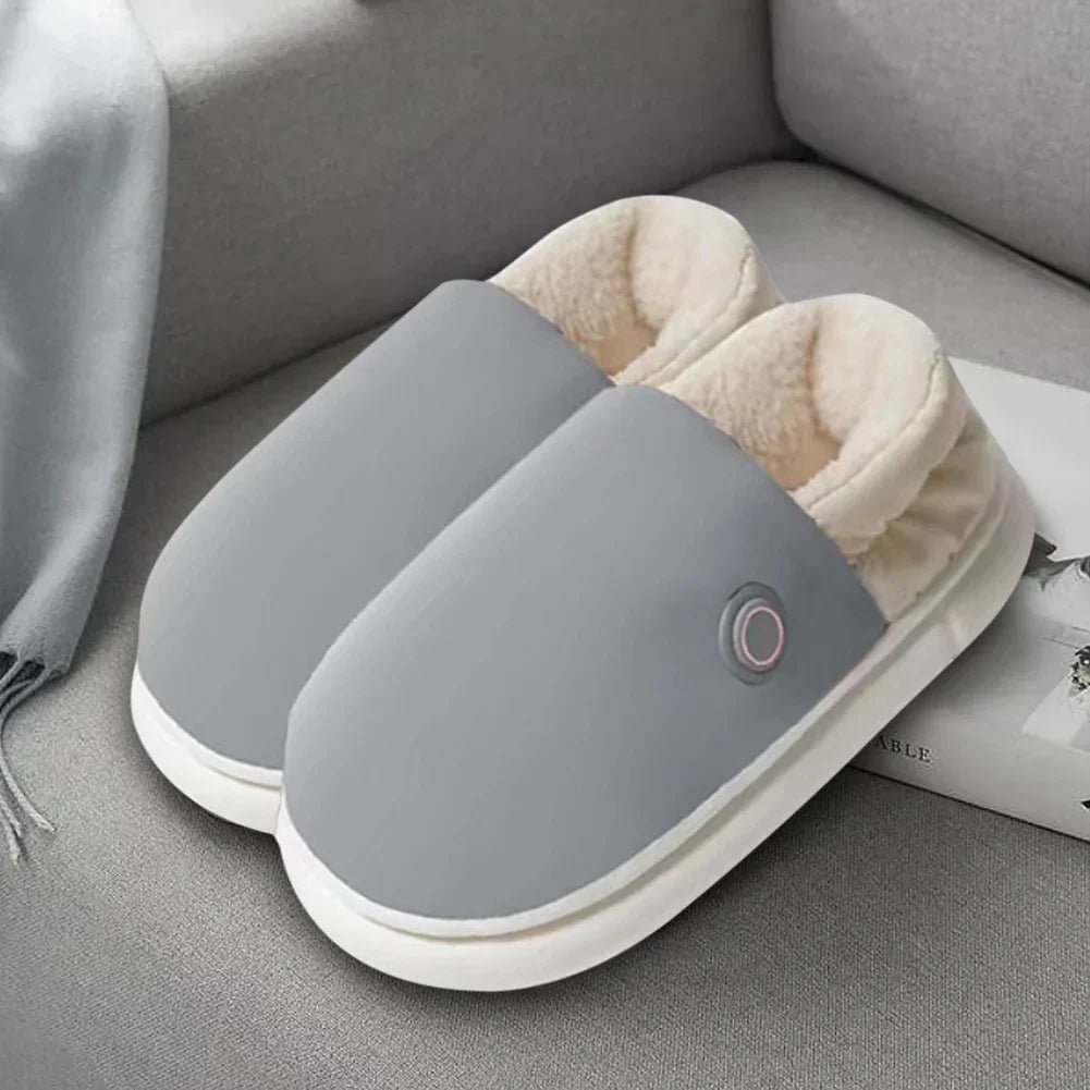 Winter Pattern Fleece-Lined Heated Slippers