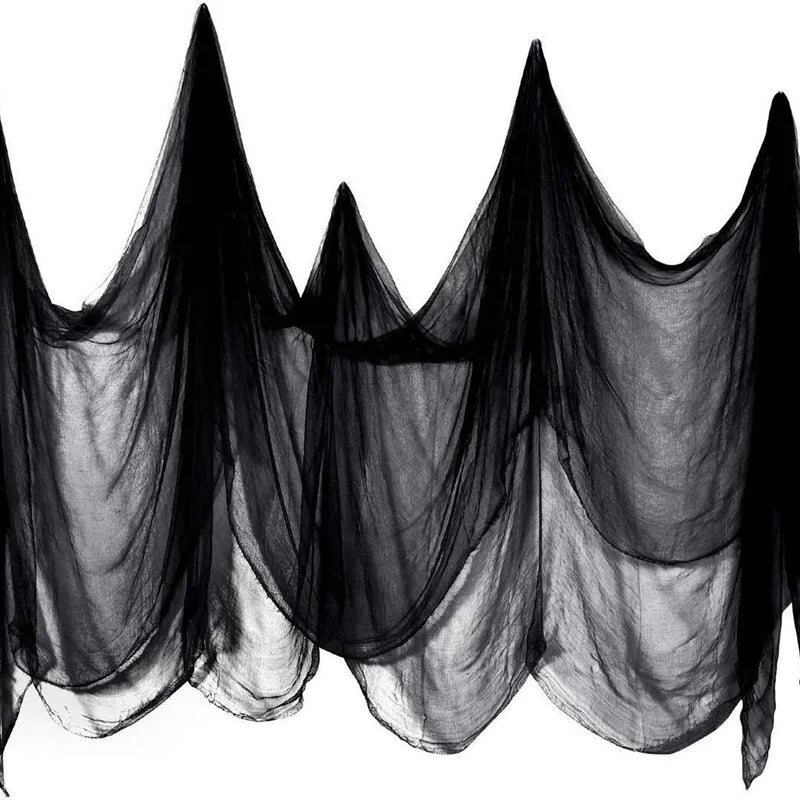 Spooky Black Gauze Hanging Decor for Halloween – Ideal for Walls, Fireplaces, and Doors