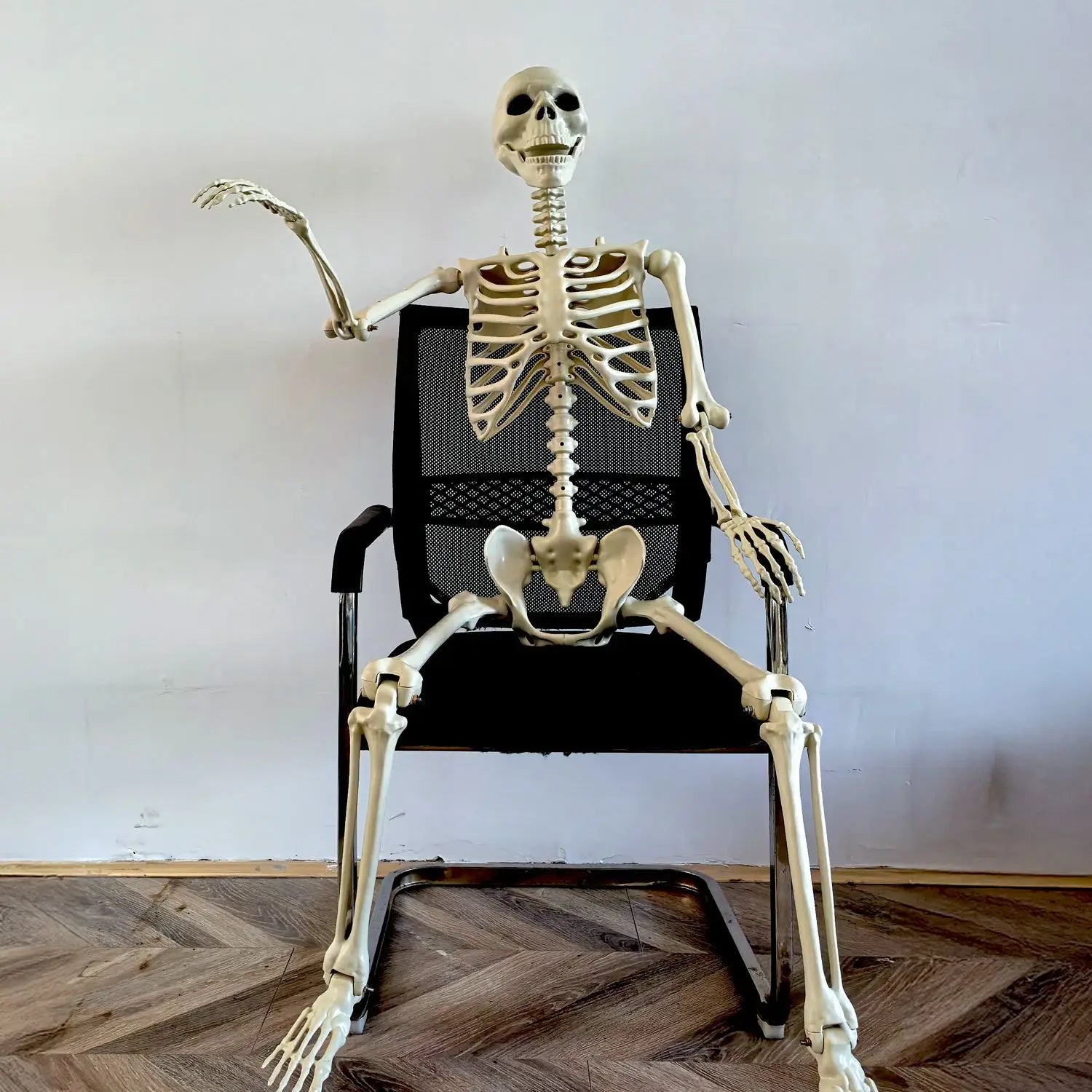 Adjustable Human Skeleton 90–165 cm — Lifelike Decoration for Halloween and Horror Themes