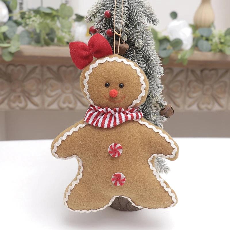 Plush Gingerbread Hanging Ornament for Christmas Door Decor