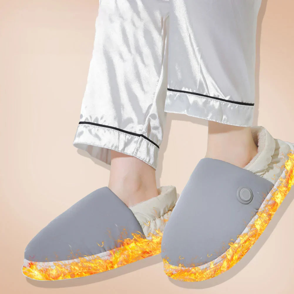 Winter Pattern Fleece-Lined Heated Slippers