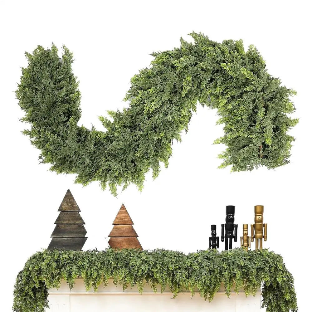 Winter-Themed Green Cypress Branch Christmas Garland