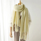 Stylish Women's Long Winter Scarf with Fringed Edges