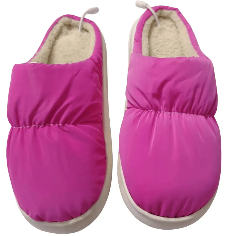 Winter Pattern Fleece-Lined Heated Slippers