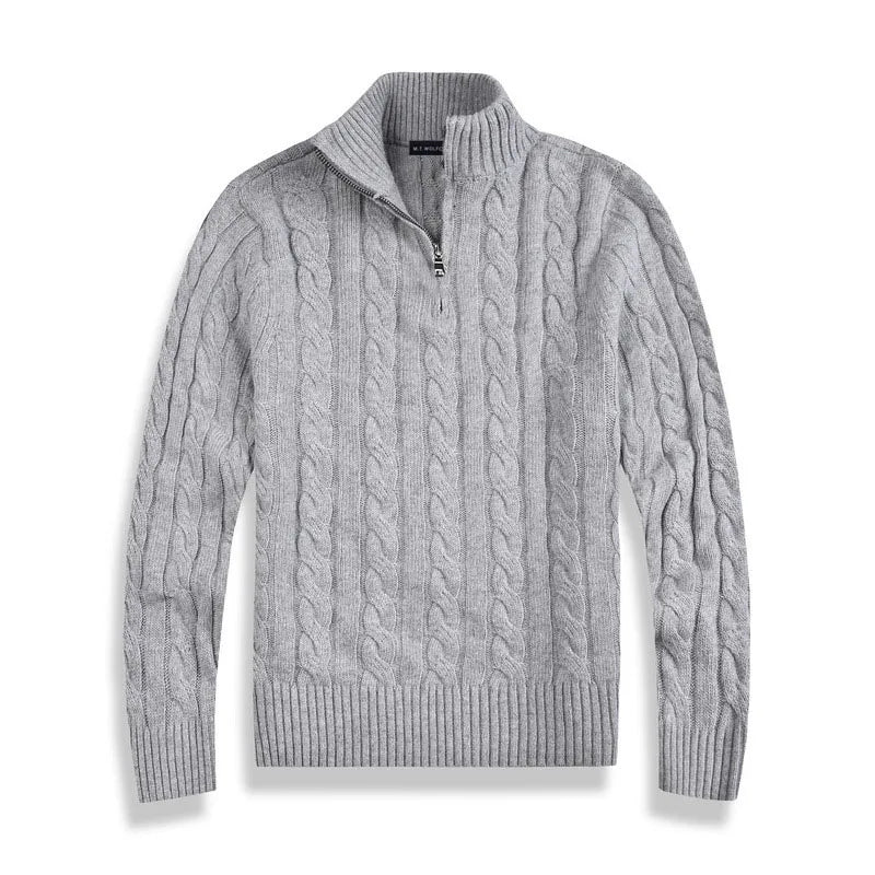 Men's Jumper – Cable Knit with Half Zip