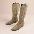 Women's Western-Style Cowboy Boots with Decorative Design