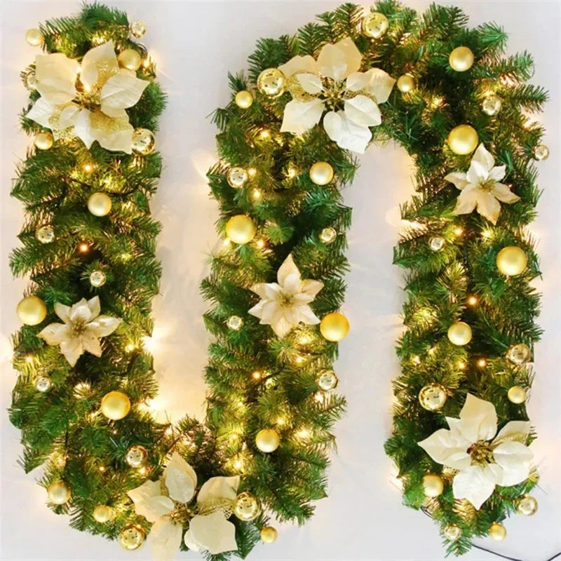 Illuminated Christmas Lantern Garland with Decorative Design