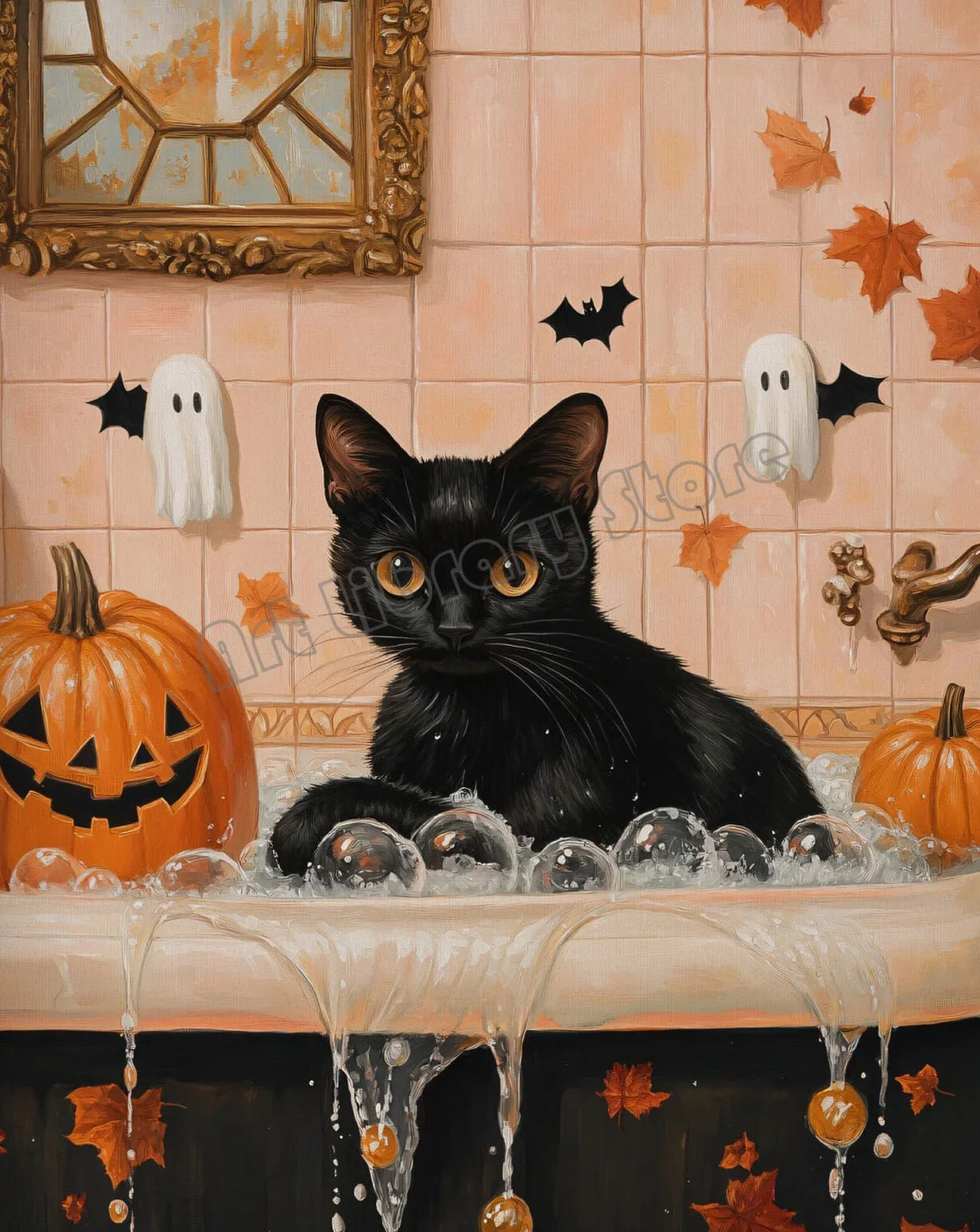 Halloween Poster Collection Featuring Pumpkins, Ghosts, and Cats — Autumn Wall Decor for Your Home