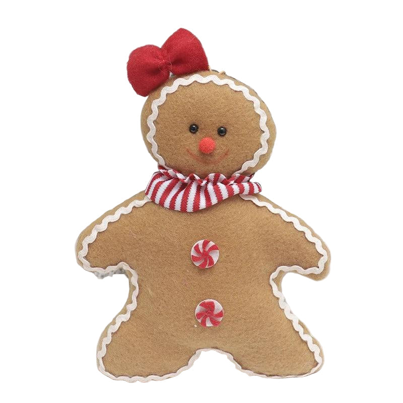 Plush Gingerbread Hanging Ornament for Christmas Door Decor