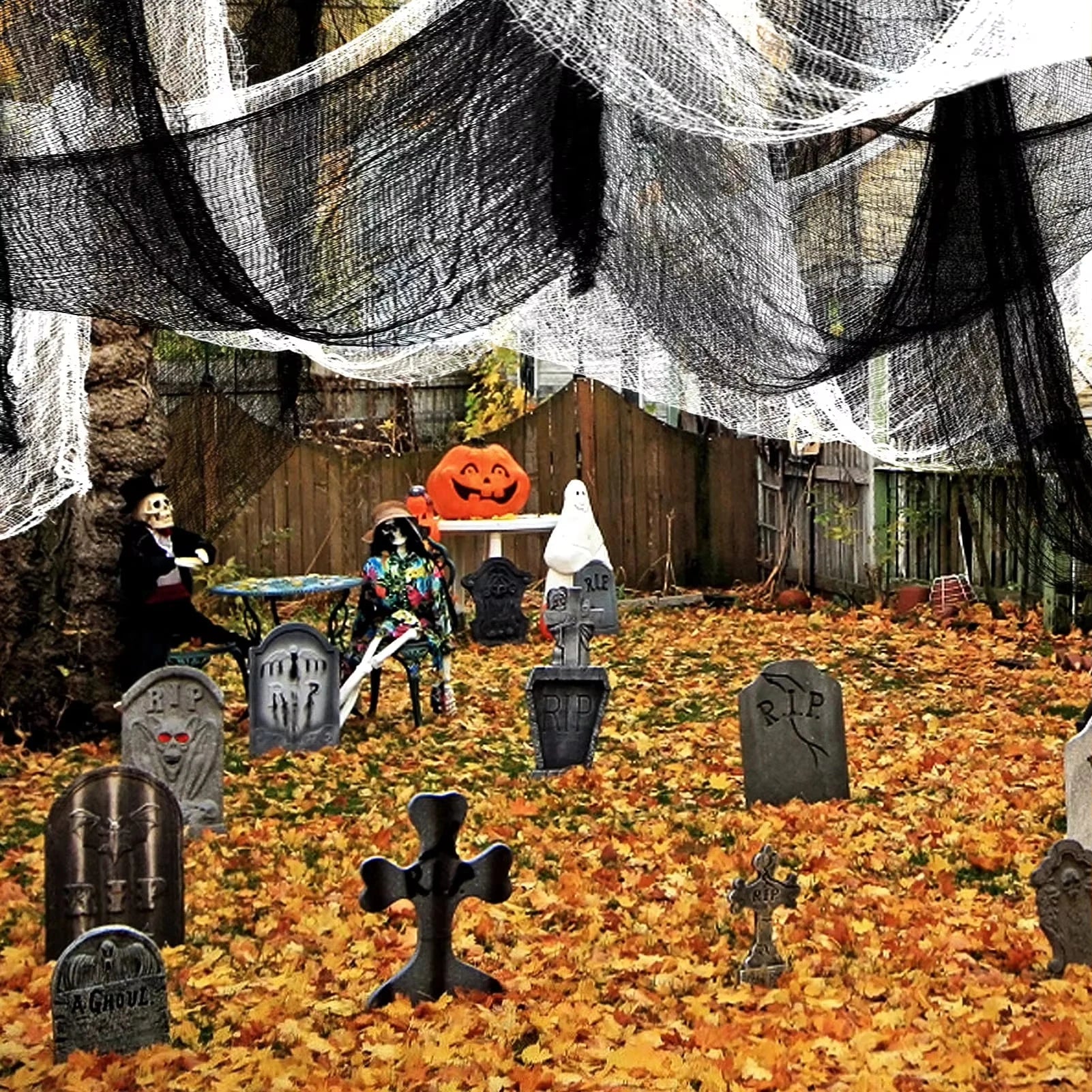 Spooky Black Gauze Hanging Decor for Halloween – Ideal for Walls, Fireplaces, and Doors