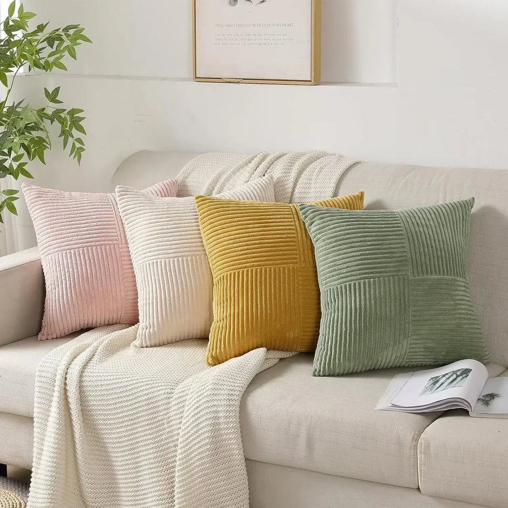 Plush Striped Cushion Cover