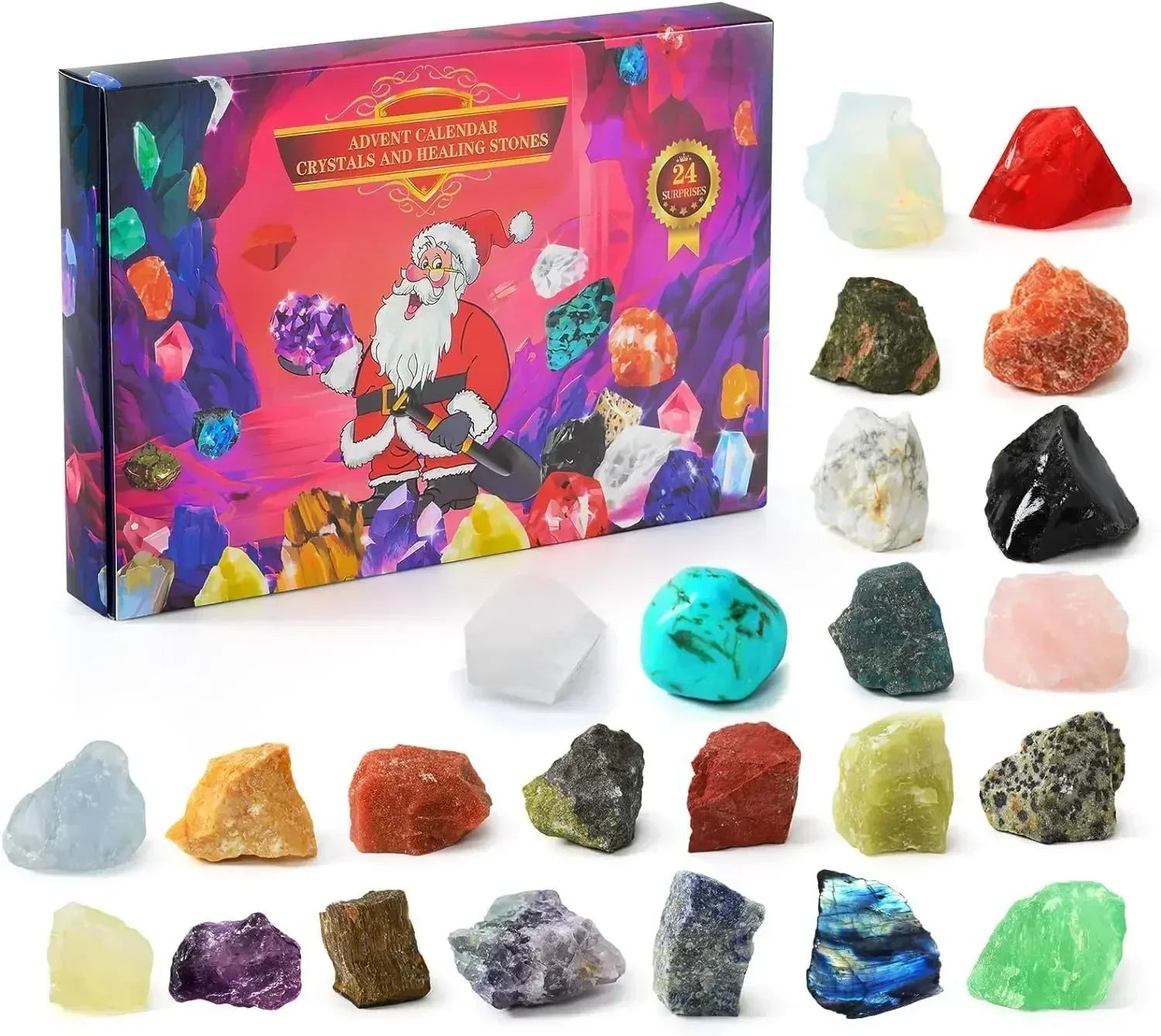 24-Day Crystal Discovery Advent Calendar Featuring Authentic Stones