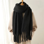 Stylish Women's Long Winter Scarf with Fringed Edges
