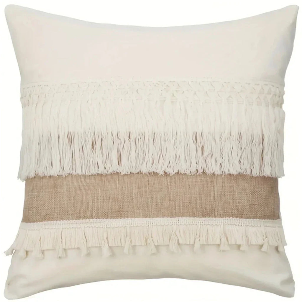 Patterned Beige Boho Throw Pillow