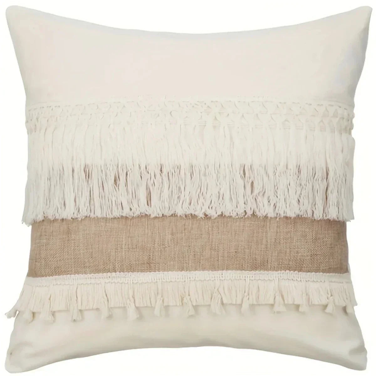 Patterned Beige Boho Throw Pillow