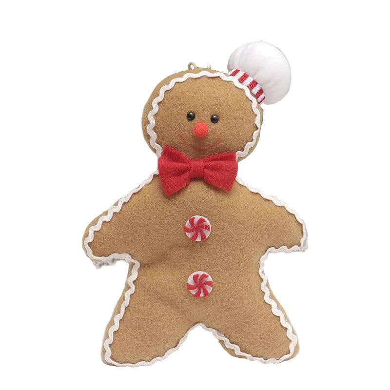Plush Gingerbread Hanging Ornament for Christmas Door Decor
