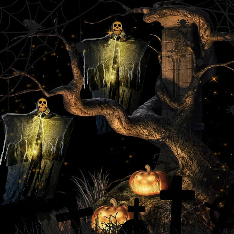 LED Hanging Skull Ghost for Halloween Garden and Home Decor