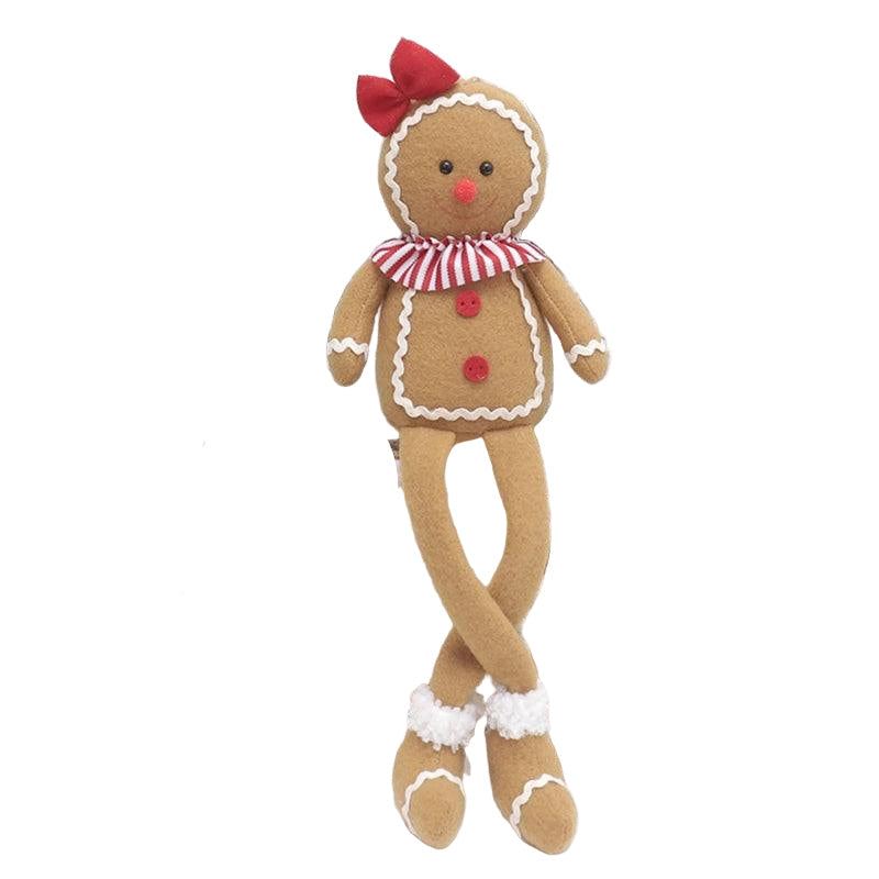 Plush Gingerbread Hanging Ornament for Christmas Door Decor