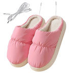 Winter Pattern Fleece-Lined Heated Slippers