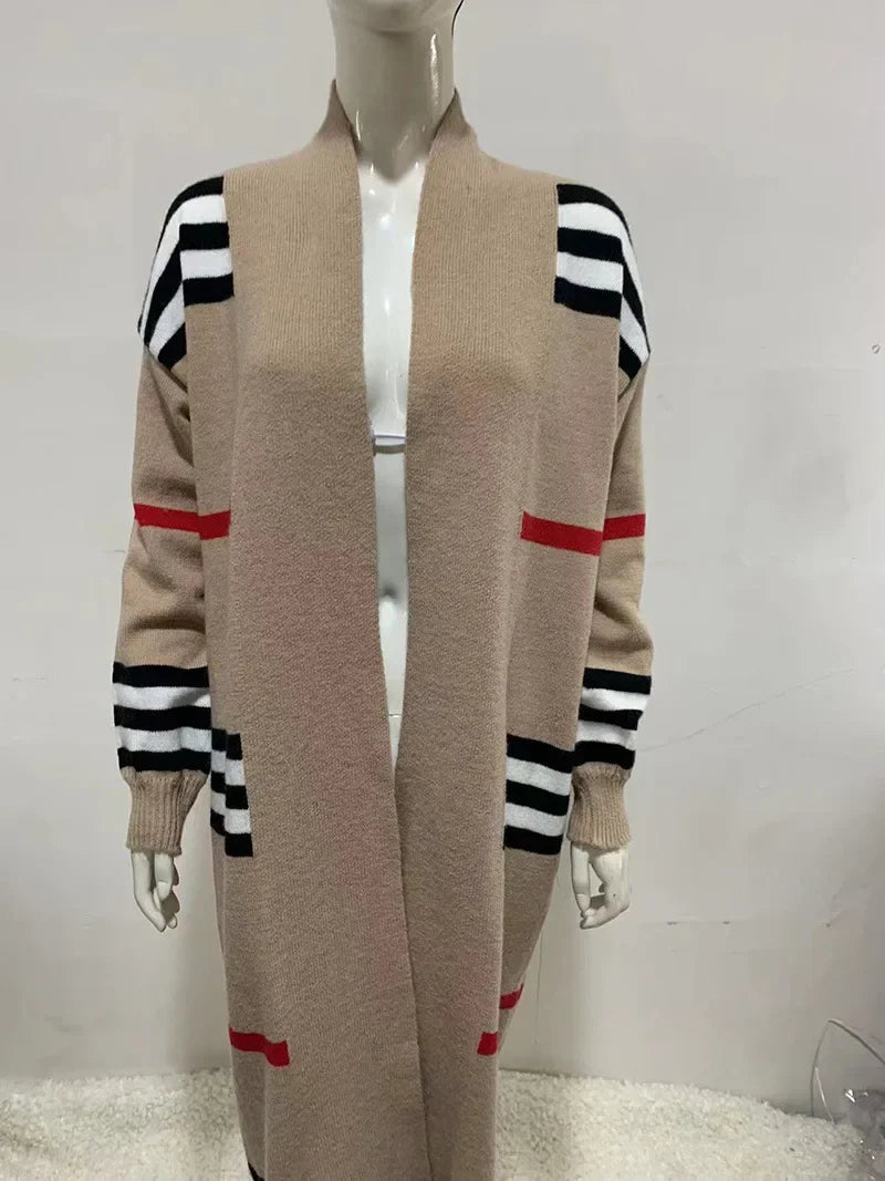 Striped Knit Cardigan Coat – Cozy Elegance with a Modern Touch