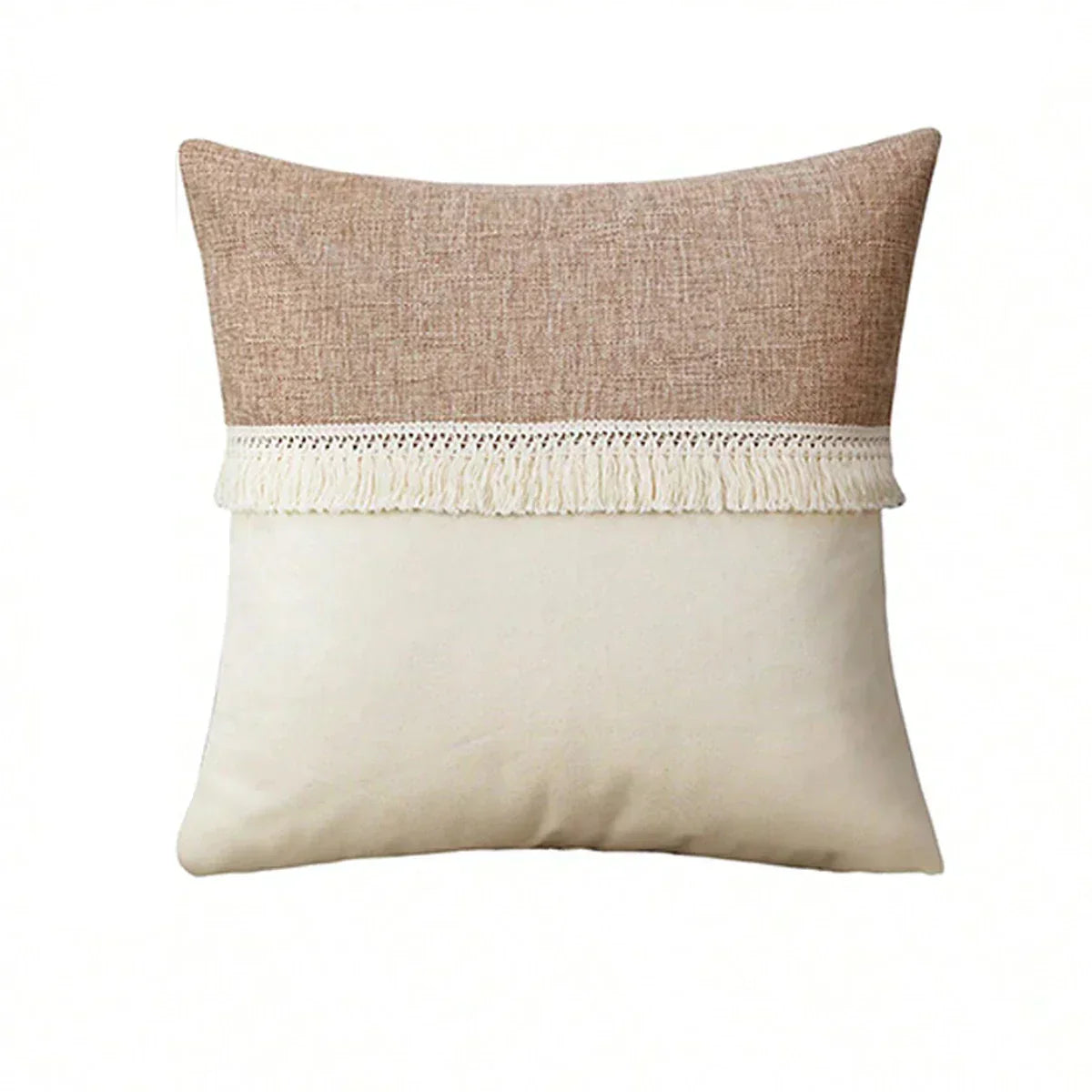 Patterned Beige Boho Throw Pillow