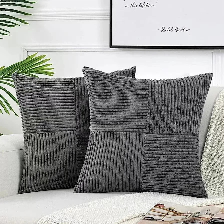 Plush Striped Cushion Cover