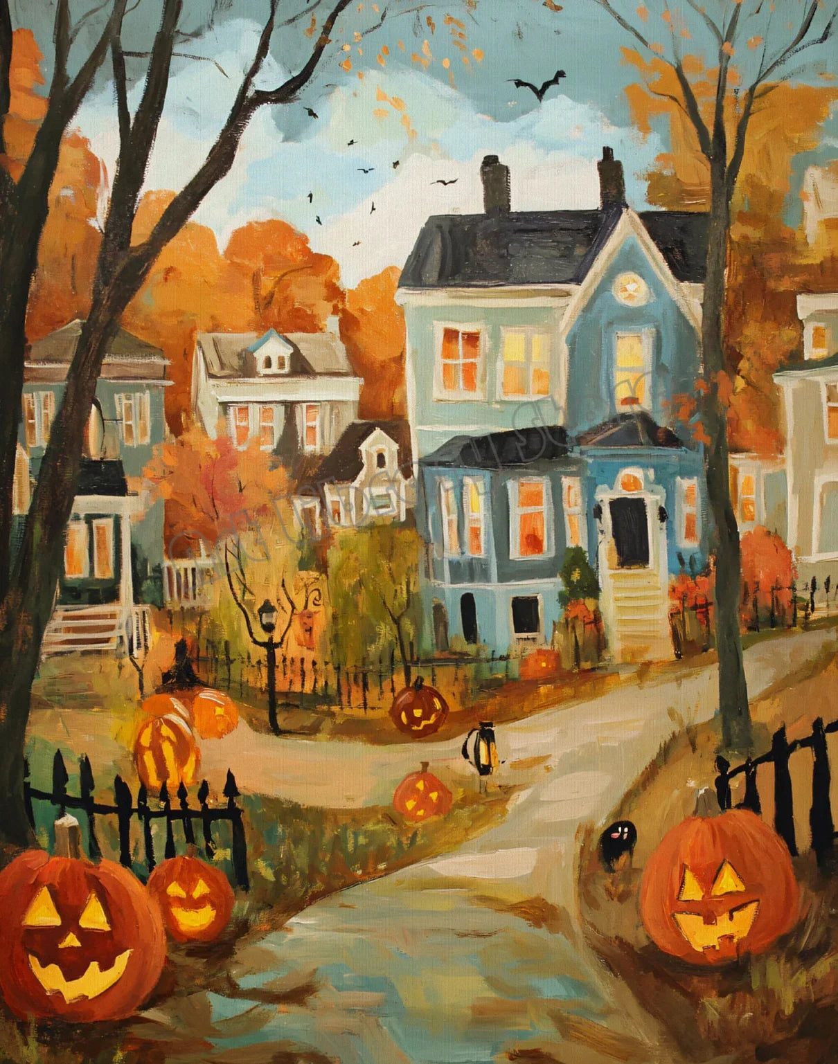 Halloween Poster Collection Featuring Pumpkins, Ghosts, and Cats — Autumn Wall Decor for Your Home