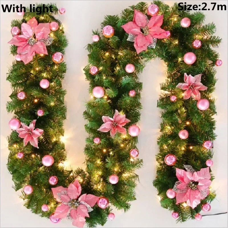 Illuminated Christmas Lantern Garland with Decorative Design