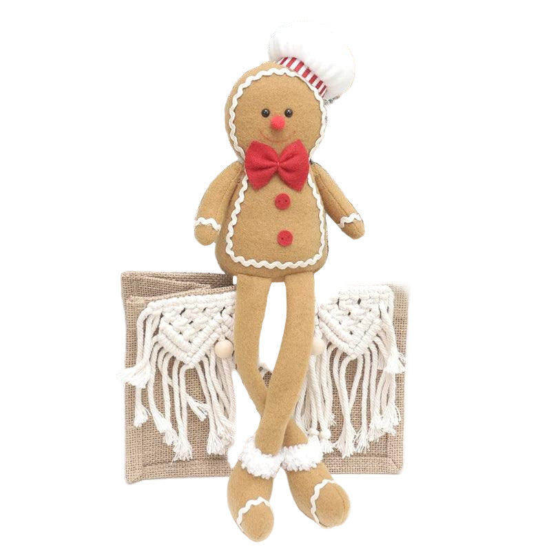 Plush Gingerbread Hanging Ornament for Christmas Door Decor