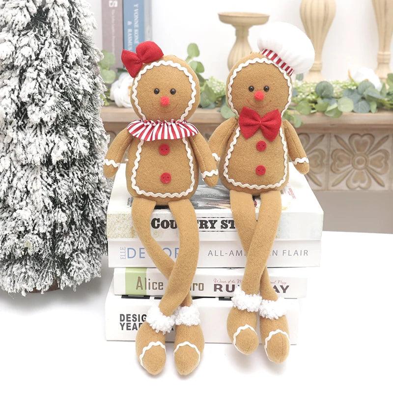 Plush Gingerbread Hanging Ornament for Christmas Door Decor