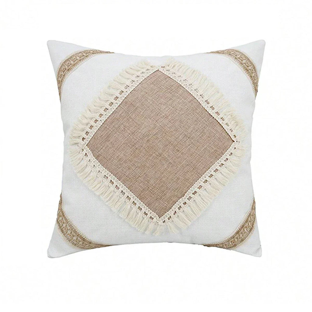 Patterned Beige Boho Throw Pillow