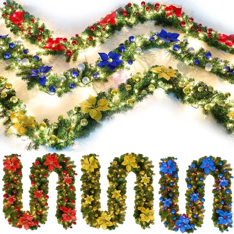 Illuminated Christmas Lantern Garland with Decorative Design