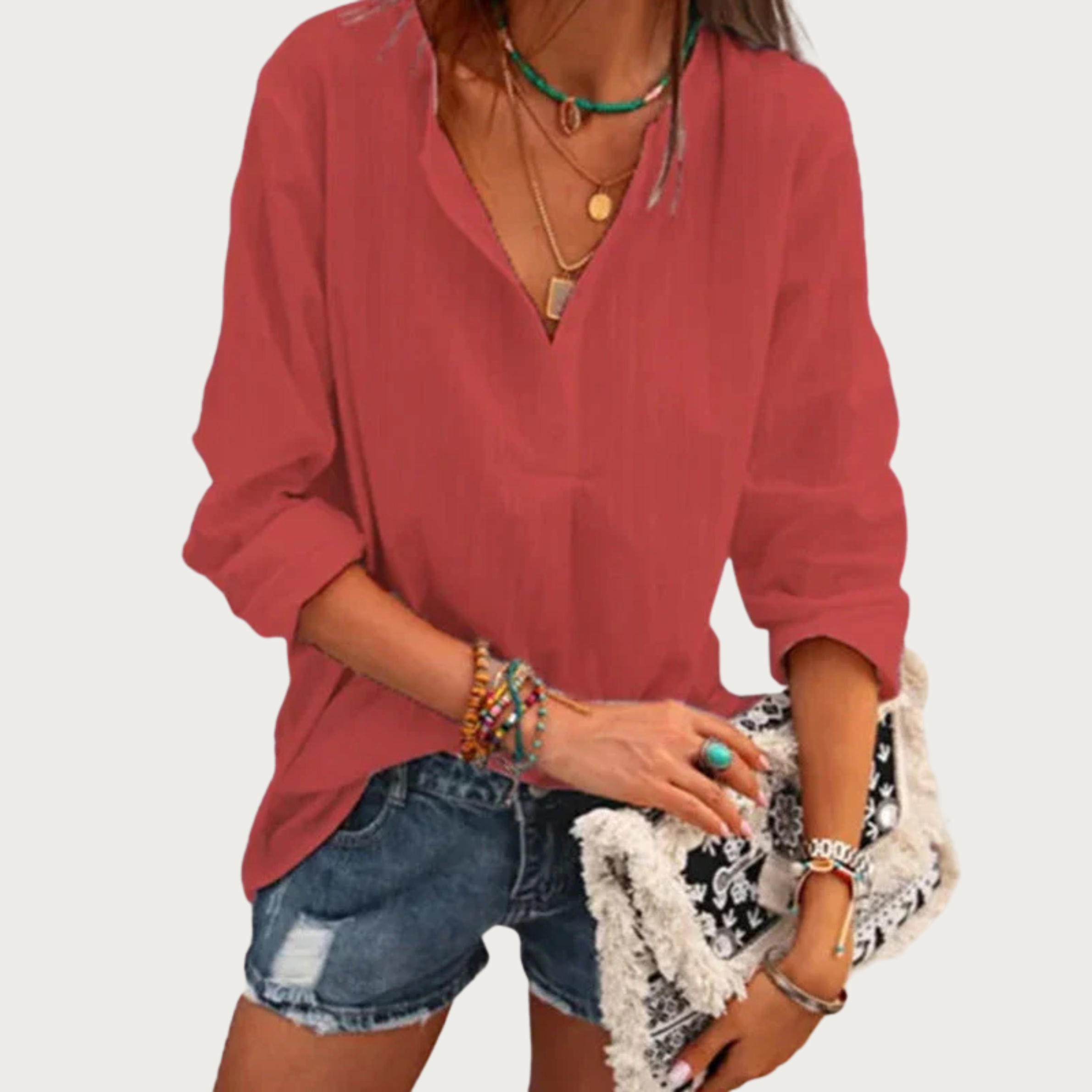 Charline - Stylish Long-Sleeve Blouse